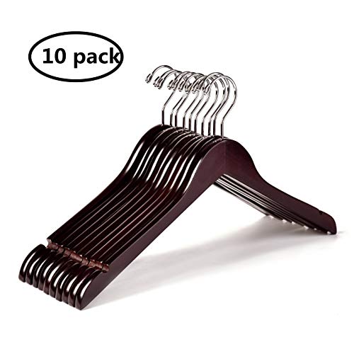 Amber Home Solid Gugertree Shirt and Dress Hangers with Chrome Hook 10 Pack