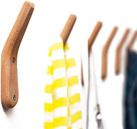 Coat Rack Hooks UMZi Wall Mounted Handmade Beech Wood Hook (Pack of 2)Modern Wooden Hat Rack Entryway Organizer Bathroom Hanger Rustic Towel Hangers Home and Kitchen Use Pegs(Pack of 2)(Natural Beech)
