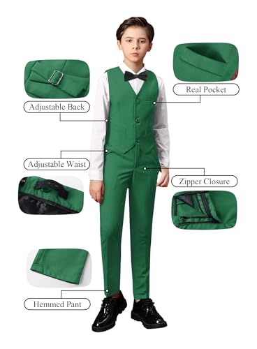 Image of Toddler Suits Slim Fit Suit for Boys,Formal Tuxedo Ring Bearer Outfit Kids Dress Clothes for Wedding,Adjustable Waist