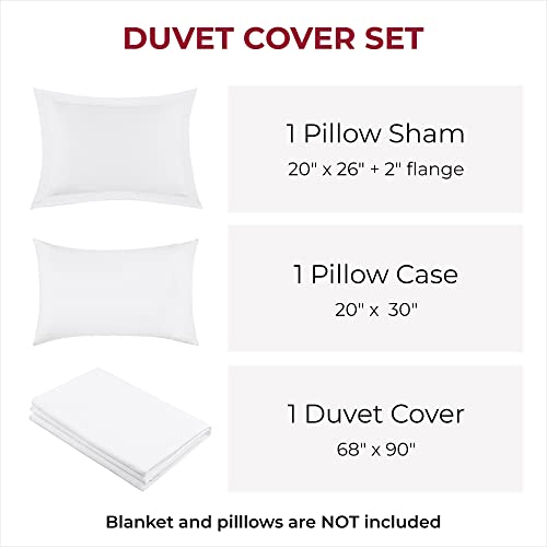 Image of Mellanni Duvet Cover Set 3pcs - Soft Double Brushed Microfiber Bedding with 1 Sham and 1 Pillowcase - Button Closure and Corner Ties - Wrinkle, Fade, Stain Resistant (Twin /Twin XL, White) | Hotel Luxury, Extra Soft & Cooling - Microfiber - Button Closure and Corner Ties (Twin, White)