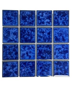 Tenedos T?PACFD-PL Ultramarine Blue Water Splash Effect Square 3x3 Porcelain Pool Mosaic Floor Wall Tile Backsplash for Kitchen, Bathroom Shower, Swimming Pool, Accent Decor (1 Sheet)