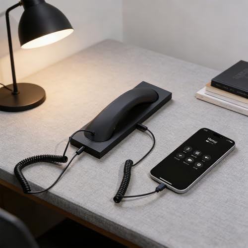 GOWENIC Retro Phone Handset, 2026 New Retro Style Type C Wired Plug in Handheld Telephone Wired Handsets with Microphone, with Anti Slip Base, for 17 16 Android Smartphones (Black) - 5
