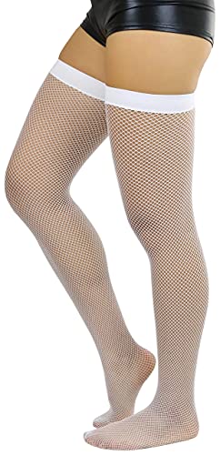 Image of ToBeInStyle Women's Fine Classic Fishnet Thigh High Stretch Nylon Novelty Stockings