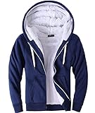 SCODI Hoodies for Men Heavyweight Fleece Sweatshirt - Full Zip Up Thick Sherpa Lined 004-blueXL