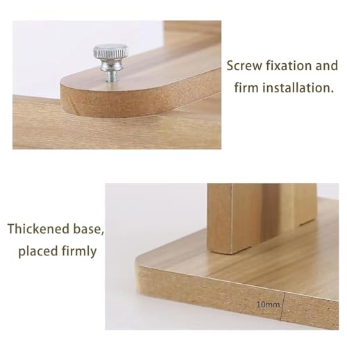 Image of Natural Wooden Tabletop Makeup Vanity Mirror with Broad Stable Base