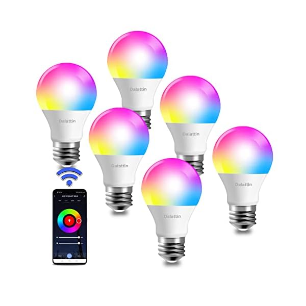 dalattin Tuya Smart Led Bulb,RGBWW WiFi Light Bulbs,Color Changing Light Bulb,Smart Light Bulbs That Work with Alexa &Google Assistant,A19 E26 RGB Alexa Light Bulb,9W(60W Equivalent) 800 Lumen,6Pack