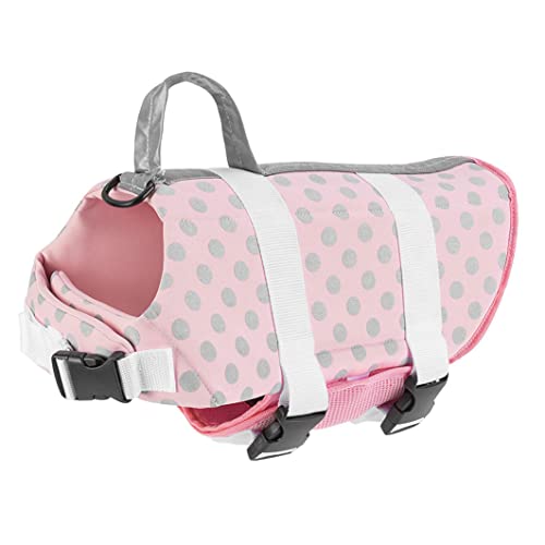 Paws Aboard Hundeschwimmweste aus Neopren, für Schwimmen und Bootfahren, Rosa/Silber Cover