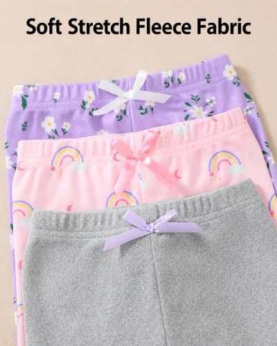 Image of Jecson Toddler Girl Leggings Baby Pants 3 Pack Stretchy Floral Clothes 1-4Y | Soft Stretchy Leggings For Toddler Girls In A 3-Pack Design, Baby Girl Pants Perfect For Playtime, Outings, And Daily Wear.
