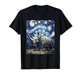 Rhino Rhinoceros - Van Gogh Style - Starry Night T-Shirt
