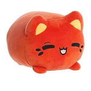 Aurora® Enchanting Tasty Peach® Thai Tea Meowchi Stuffed Animal – Bright & Colorful Design – Showpiece Plush – Red 7 Inches