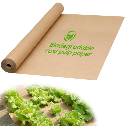 4 x 100Ft Biodegradable Weed Barrier Garden Paper Weed Barrier Heavy Duty Garden Paper Biodegradable Used as Vegetable Growth Outdoor Garden Lawn a Weed Control Barriers
