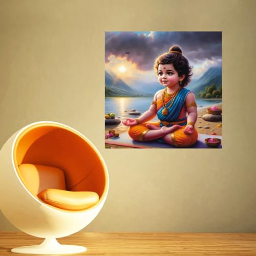 Image of Baby Krishna Exercise Wall Poster for Pooja Room, Office, Kids Room (Size- 46CM X 46CM)