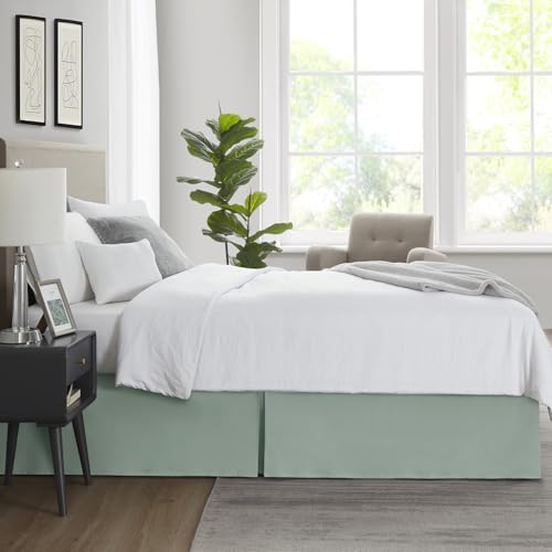 Image of Nestl Sage Green Twin Bed Skirt - Twin Size Bed Skirt 14 Inch Drop - Brushed Microfiber Bed Skirts - Hotel Quality Pleated Bed Skirt - Shrinkage & Fade Resistant