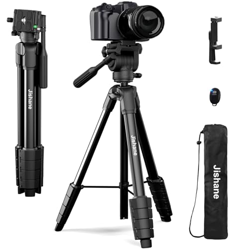 Jishane Camera Tripod Travel Tripod for Camera Canon EOS Rebel Nikon 61 Lightweight Phone Stand with Wireless Remote & Carry Bag Compatible with DSLR iPhone Spotting Scopes Max Load 11lb