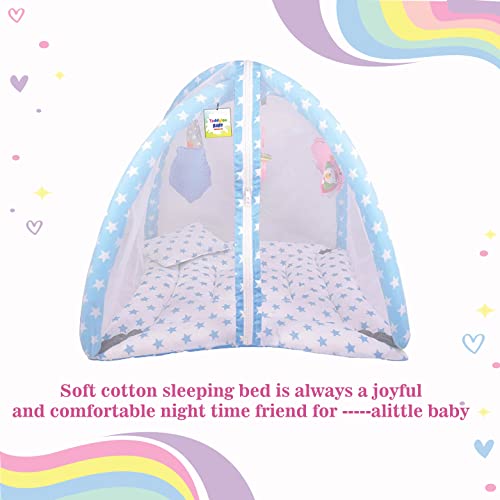 Image of Toddylon Baby Bed New Born Baby Bedding Set Combo of Baby Mattress with Mosquito Net | Bags | Cotton Beds | Carry Bag | Unisex Infants (0-6 Months) (2PCS Set)