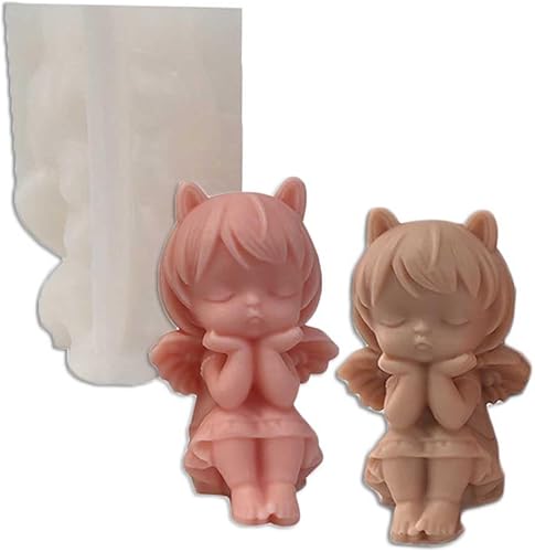 Tone Fun Moldes de silicona con forma de niña de ángulo de mejilla para hacer velas, resina, velas de aromaterapia, jabón de cera hecho a mano,