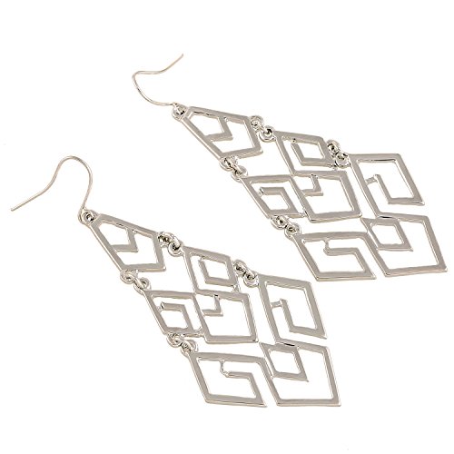 D Exceed Women's Chandelier Drop Earrings Gift Wrapped Fashion Gold Cutout Tiered Dangle Drop Earrings Silver #TOP1