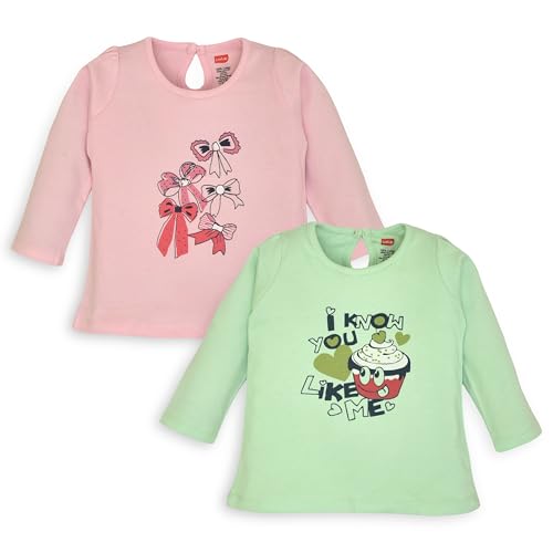Image of LuvLap Baby Girls 100% Cotton Full Sleeve Girls Top, Pack of 02