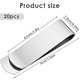 Yuanchu 20 Pack Stainless Steel Money Clips, Silver Slim Metal Cash Clip for Men Small Wallet Clip Credit Card Holder Money Clips Minimalist Front Front Pocket Cash Wallet Clip - Image 3