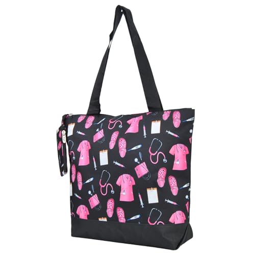 Image of NGIL Medium Top Zipper Closure Canvas Tote Bag with Attached Matching Coin Purse For Moms and Nurses