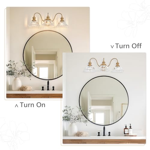Image of 3 Lights Gold Vintage Bathroom Vanity Light Fixture