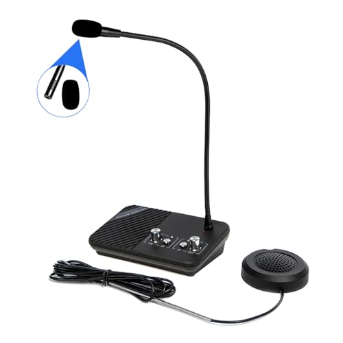KOQICALL Window Speaker Intercom System, Window Intercom, Anti-Interference Dual Way Intercommunication Microphone and Speaker Interphone Mute Function Black for Bank, Office, Restaurant, Store