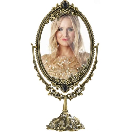 Miroir de maquillage rétro outil élégant en métal base stable pour bureau habillage