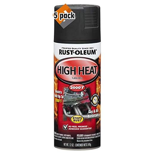 Rust-Oleum 248903 Automotive 12-Ounce High Heat 2000 Degree Spray Paint, Flat Black - 5 Pack