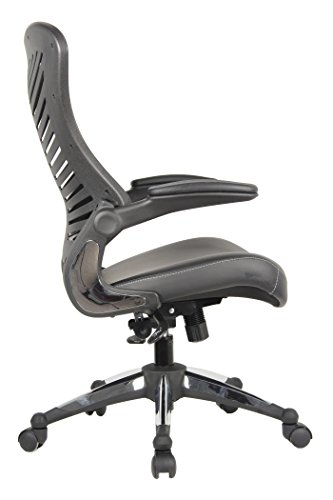 Office Factor Executive Ergonomic Office Chair Back Mesh Bonded Leather Seat Flip-Up Arms Molded Seat With A 55Kg Foam Density Double Handle Mechanism You Can Lock The Back In Any Position (Black) #TOP3