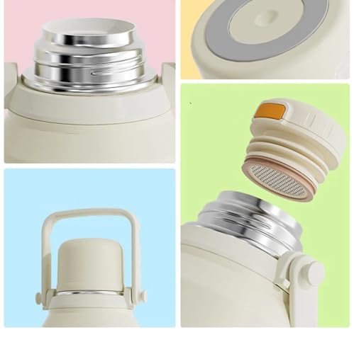 Image of 800 /1200 /1500ml Large Capacity 316 Stainless Steel 3-in-1 Lid Vacuum Insulated Handheld Water Bottle Portable Leak-Proof for Office Sports Outdoor as New Year /Valentines Gifts for Family Friends