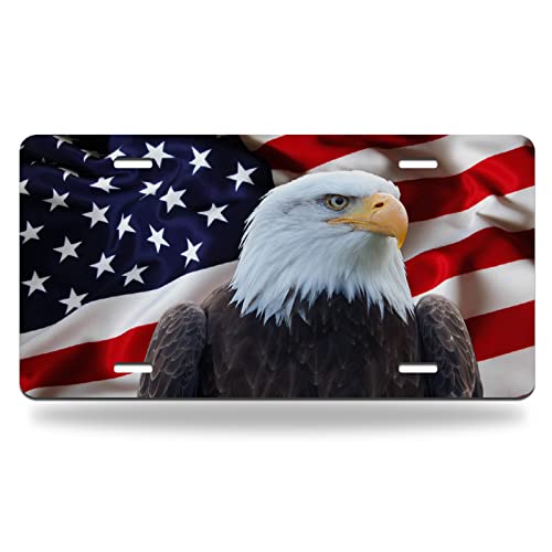 License Plate The American Flag with Bald Eagle...