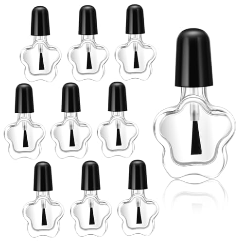 Veemoon 10 Piezas Frascos Vacíos de Esmalte de Uñas de Vidrio con Cepillo y Tapa Contenedores para de Uñas y Almacenamiento de Esmalte