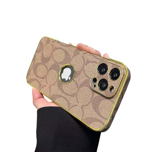 Compatible with iPhone 14 Pro Max Case with Logo View , Luxury Elegant Full Protection Slim Shockproof Leather Case with Camera Lens Protector Phone Cover for iPhone 14 Pro Max 6.7' for Women Men