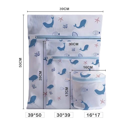 Image of Lukzer Mesh Laundry Clothes Washing Bag, Pack of 3 with Premium Rust Free Zipper, Store Dirty Clothes, Washing Bags, Blouse, Bra, Hosiery, Lingerie, Stocking, Jeans (Fish Prints)