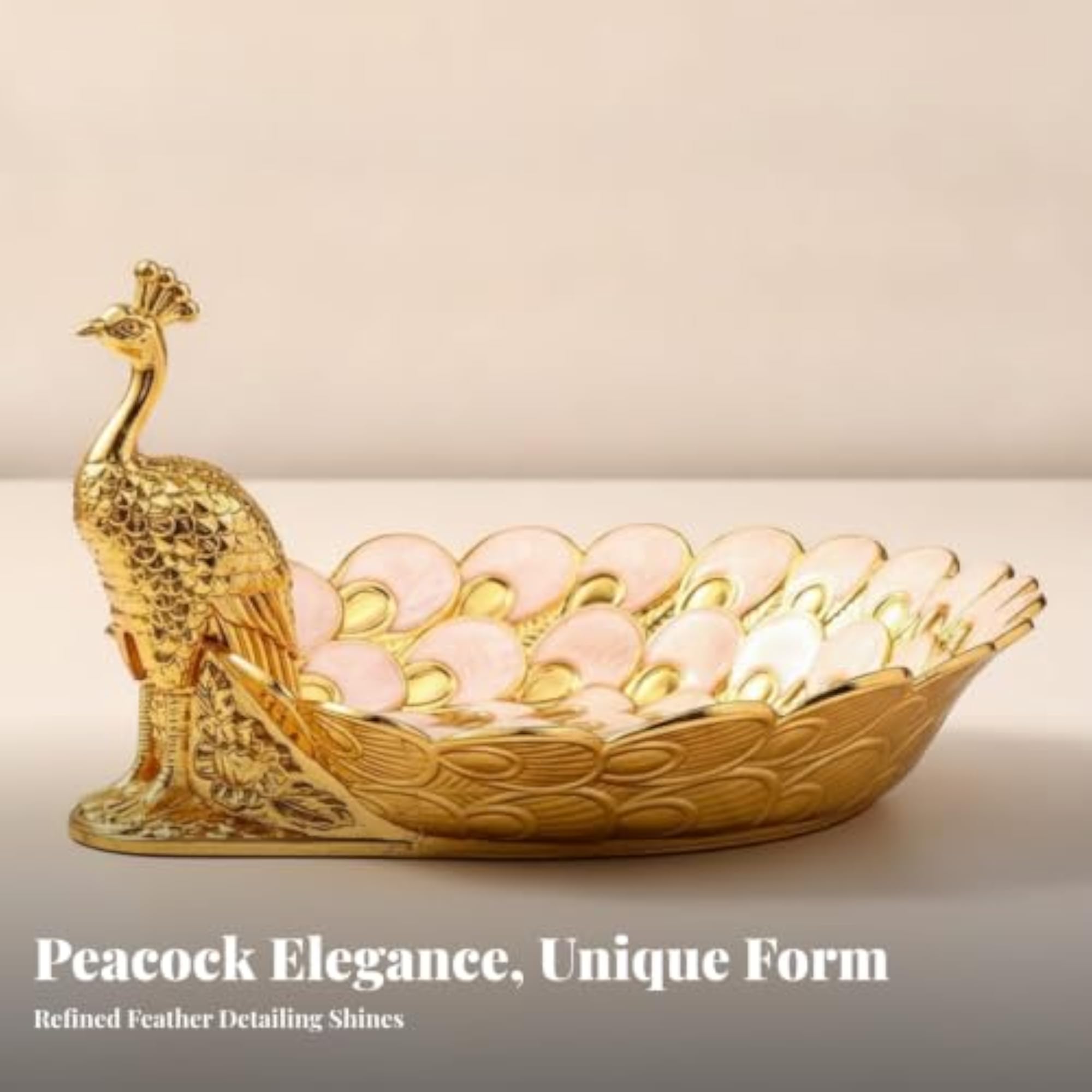 Glossy Decorative Fruit Tray, Peacock Design
