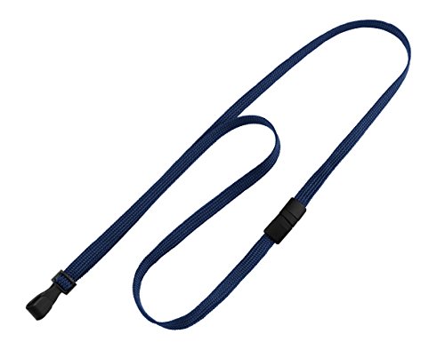 Brady People Id 2137-4746 Polypropylene Flat Braid Breakaway Woven Lanyard With Wide Plastic Hook, 3/8" Width, 36" Length, Navy Blue #TOP19