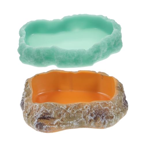POPETPOP 2pcs Water Bowl Feeding Dish for Reptiles Tortoises and Pets Non Slip Design Easy to Move for Lizards and Hedgehogs Glow The Dark