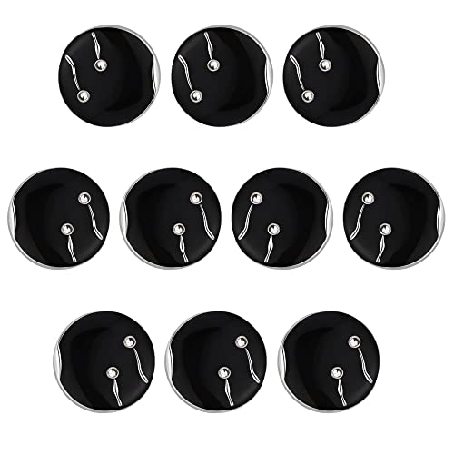 ftiemlovde 10 Gros Bouton Argenté Manteau Pour Blazer MéTal à Coudre 20mm,Couvre Boutons Noir Strass Couture de Manchettes Femme Chemise Smoking,Perfect Homme Boutons Pantalon Pour Capitonnage Cover