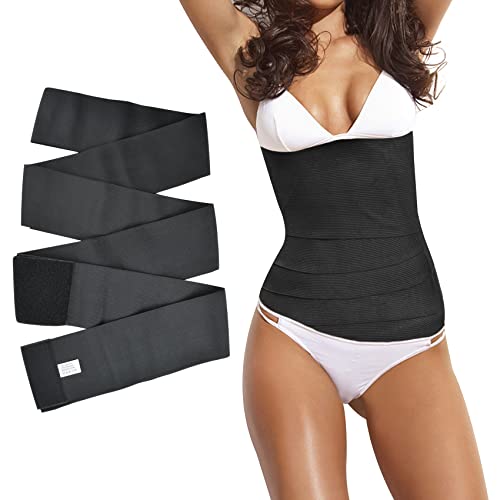 13ft Snatch Me Up Bandage Wrap Waist Trainer for Women Lower Belly Fat, Adjust your Snatch Waist Trimmer Tummy Sweat Wraps Belt for Women Belly Body Shaper Compression Wrap ( Black )