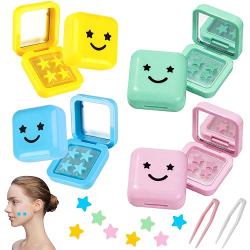 Pimple Patches 128PCS Hydrocolloid Pimple Patches with Small Clip Star Spot Patches for Face and Skin Care