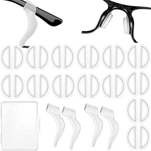 FSACLE 15 Pairs Air Chamber Eyeglass Nose Pads and 2 Pairs Eyeglass Retainer Sticky Pads Silicone Glasses Nose pad Stick on Eyeglass, Reading Glasses, Sunglasses, Silicone Nosepads (Multicolor)