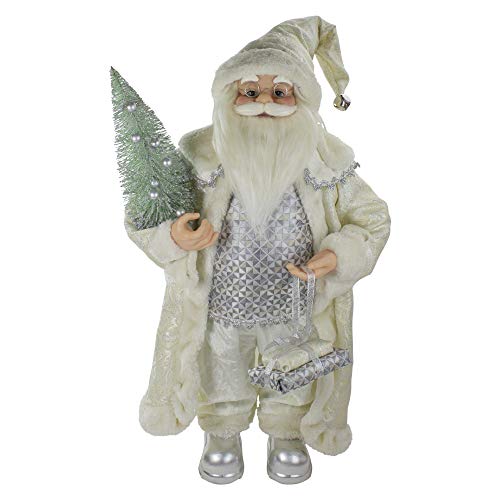 Northlight 2' Standing Santa Christmas Figure Carrying a Green Pine Tree