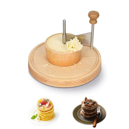 Wooden Cheese Curler, Girolle Cheese Shaver, Cheese Curler Amigo Stainless Steel Cheese Wheel Cutter, Multifunctional Cheese Flower Shaver Cheese Slicers for Block Cheese & Chocolate Shavings
