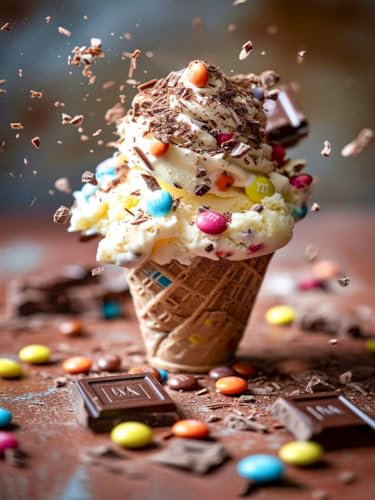 CALVENDO Puzzle Eiscreme mit bunten Schokolinsen und Schokospäne-Topping | 1000 Teile Lege-Größe 64 x 48 cm Foto-Puzzle für glückliche Stunden