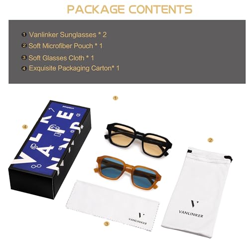 Image of VANLINKER Retro Vintage Polarized Trendy Small Square Sunglasses for Women Men 2025 Fashion Shades VL9858