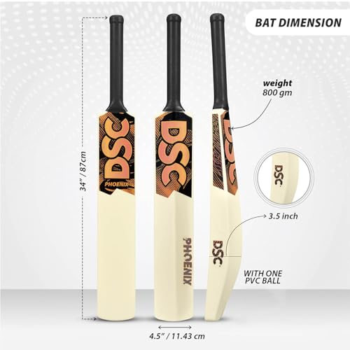 Image of DSC Phoenix Plastic Cricket Bat - Ideal for Tennis and Gully /Turf Cricket Bat, Color - White, Size - Full (15 Years and Above)