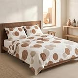 Juego Funda nórdica Cama 150/160 100% algodón, Marrón/Taupe.