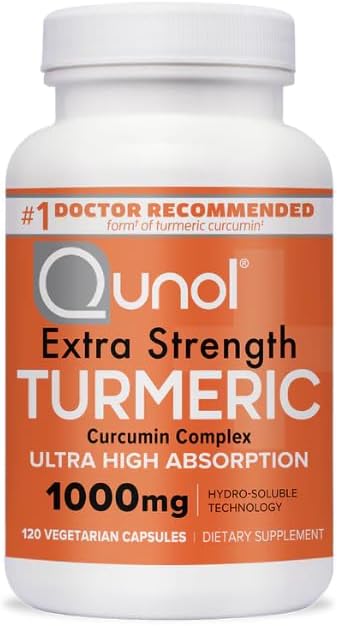 Qunol Extra Strength Turmeric Dietary Supplement, Supports Healthy Inflammation Response, 1000mg, 120 Vegetarian Capsules