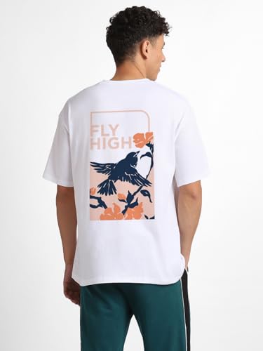 Image of NOBERO Men's Cotton Graphic Print Oversized Fit T-Shirt