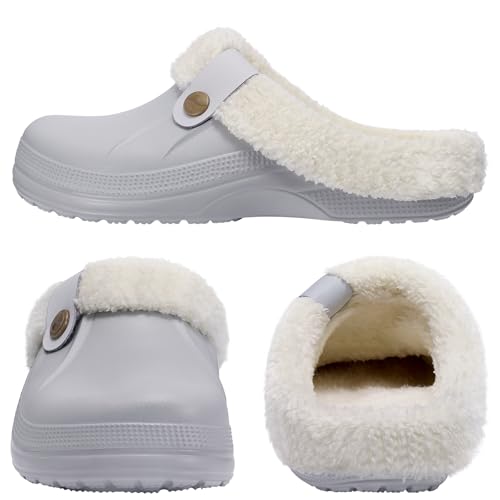 Image of Beslip Fur Lined Clogs for Women & Men Fuzzy Slippers with Memory Foam